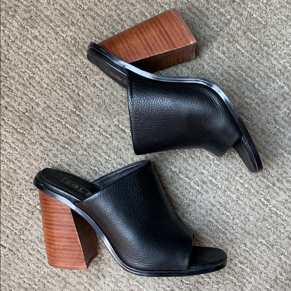 Sol Sana Shoes - Sol Sana black Gigi mule with wood heel